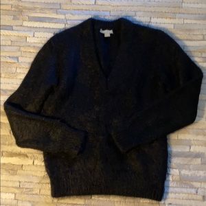 Black Vneck Mohair Sweater